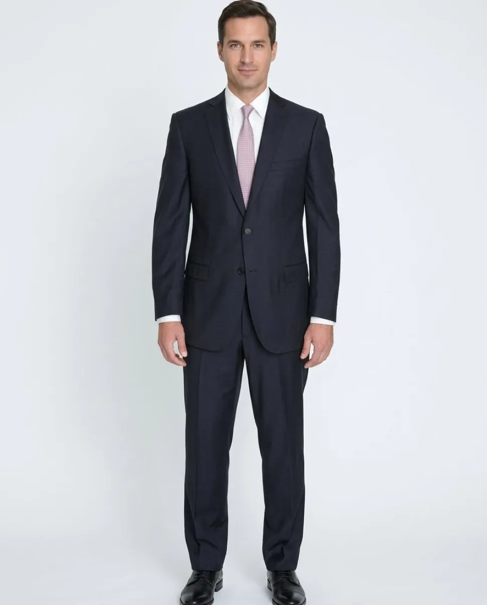 Modern Fit Blue Striped Wool Suit