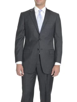 Modern Fit Charcoal Gray Pindot Two Button Wool Suit