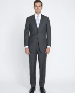 Modern Fit Charcoal Gray Pindot Two Button Wool Suit