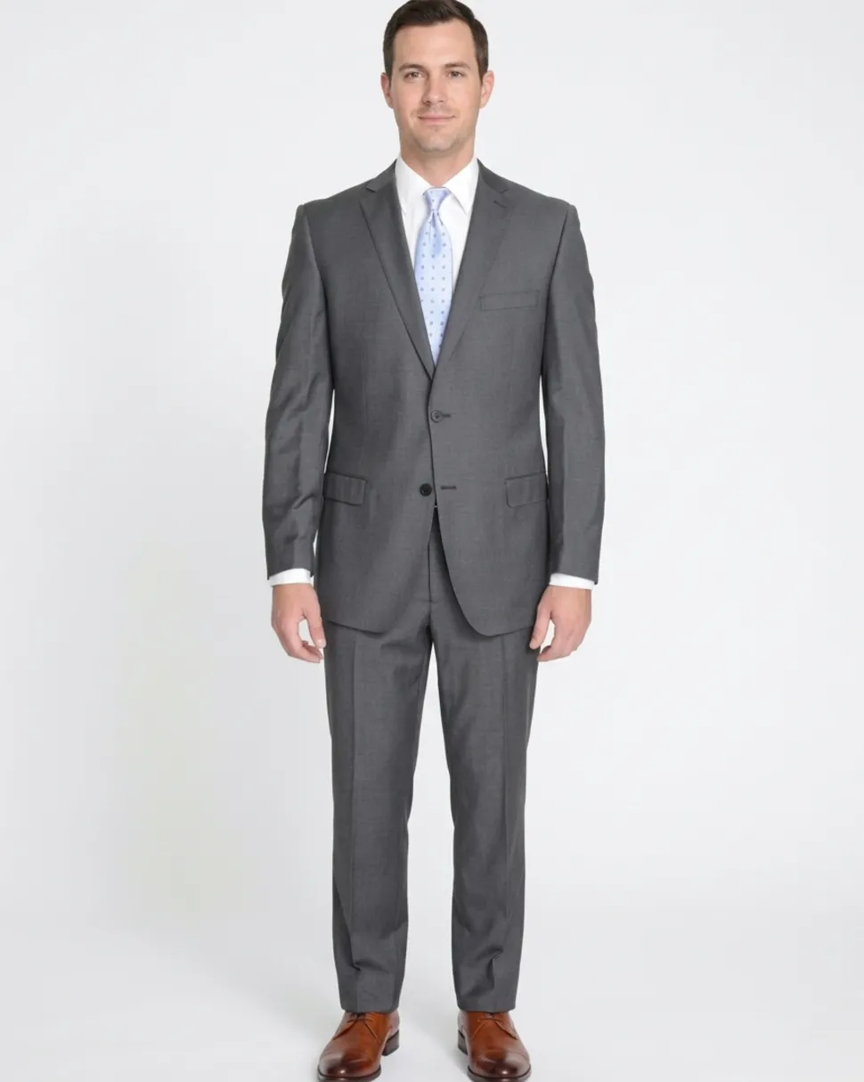Modern Fit Solid Gray Wool Suit
