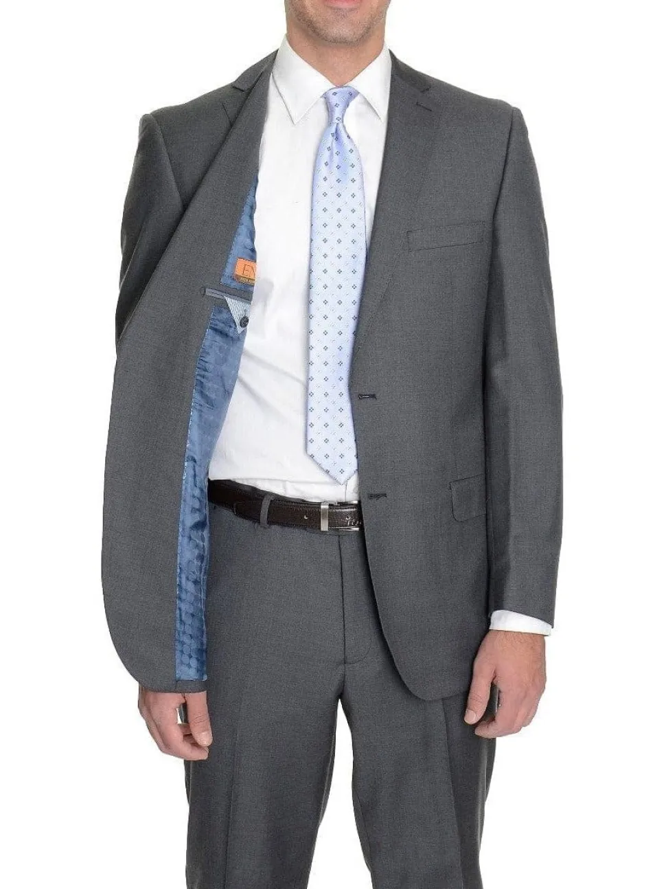 Modern Fit Solid Gray Wool Suit