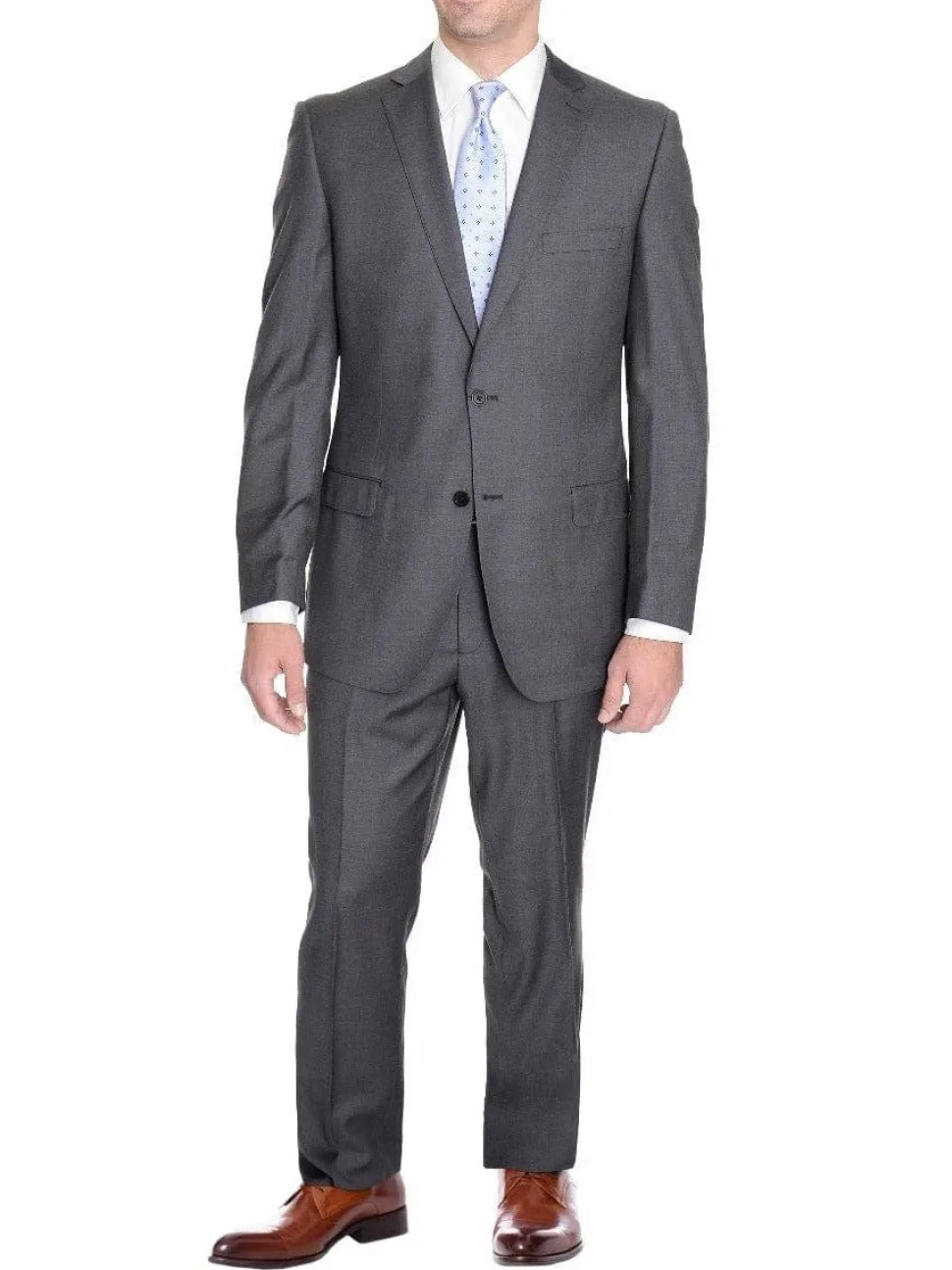 Modern Fit Solid Gray Wool Suit