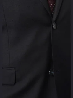 Montefino Mens Solid Navy Blue 100% Wool Slim Fit Blazer Sportcoat