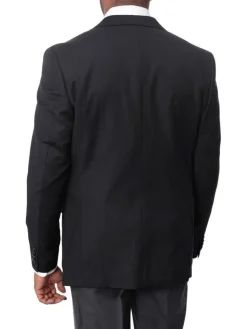 Montefino Mens Solid Navy Blue 100% Wool Slim Fit Blazer Sportcoat