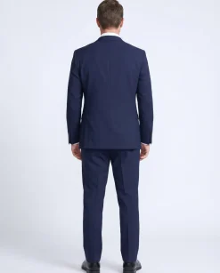 Montreux Mens Solid Navy Blue Slim Fit Unlined 4-way Stretch Suit
