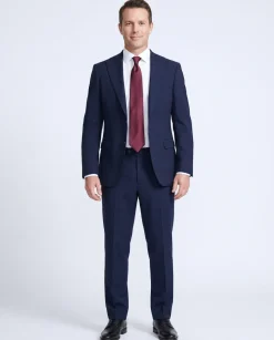 Montreux Mens Solid Navy Blue Slim Fit Unlined 4-way Stretch Suit