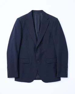 Montreux Mens Solid Navy Blue Slim Fit Unlined 4-way Stretch Suit