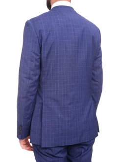 Napoli Classic Fit Blue Glen Plaid Half Canvassed Super 150s Wool Suit