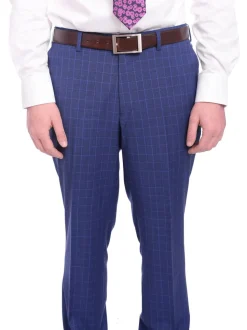 Napoli Classic Fit Blue Glen Plaid Half Canvassed Super 150s Wool Suit
