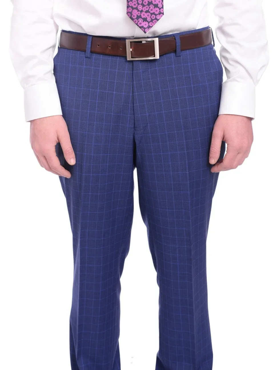 Napoli Classic Fit Blue Glen Plaid Half Canvassed Super 150s Wool Suit
