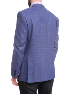 Napoli Classic Fit Blue Stepweave Half Canvas Wool Blazer Coat