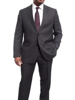 Napoli Classic Fit Charcoal Gray Birdseye Half Canvassed Marzotto Wool Suit