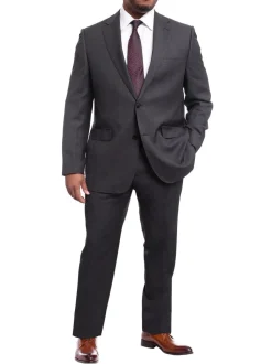 Napoli Classic Fit Charcoal Gray Birdseye Half Canvassed Marzotto Wool Suit