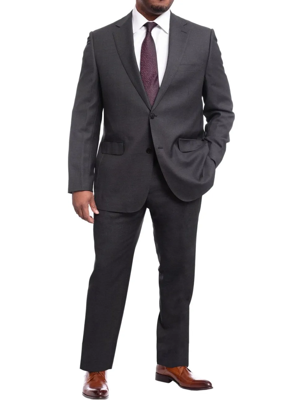 Napoli Classic Fit Charcoal Gray Birdseye Half Canvassed Marzotto Wool Suit