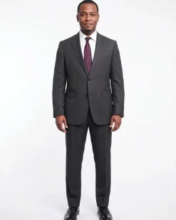 Napoli Classic Fit Charcoal Gray Birdseye Half Canvassed Marzotto Wool Suit