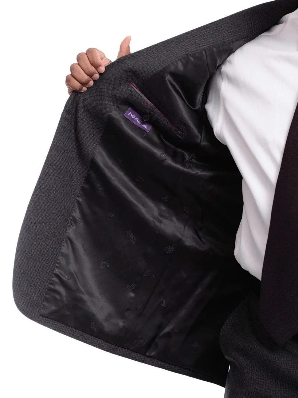 Napoli Classic Fit Charcoal Gray Birdseye Half Canvassed Marzotto Wool Suit