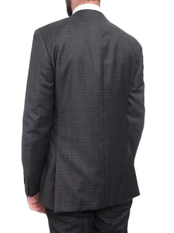 Napoli Classic Fit Charcoal Gray Plaid Half Canvassed Super 150s Wool Suit