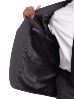 Napoli Classic Fit Gray Plaid Two Button Half Canvassed Wool Suit