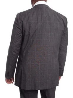 Napoli Classic Fit Gray Plaid Two Button Half Canvassed Wool Suit