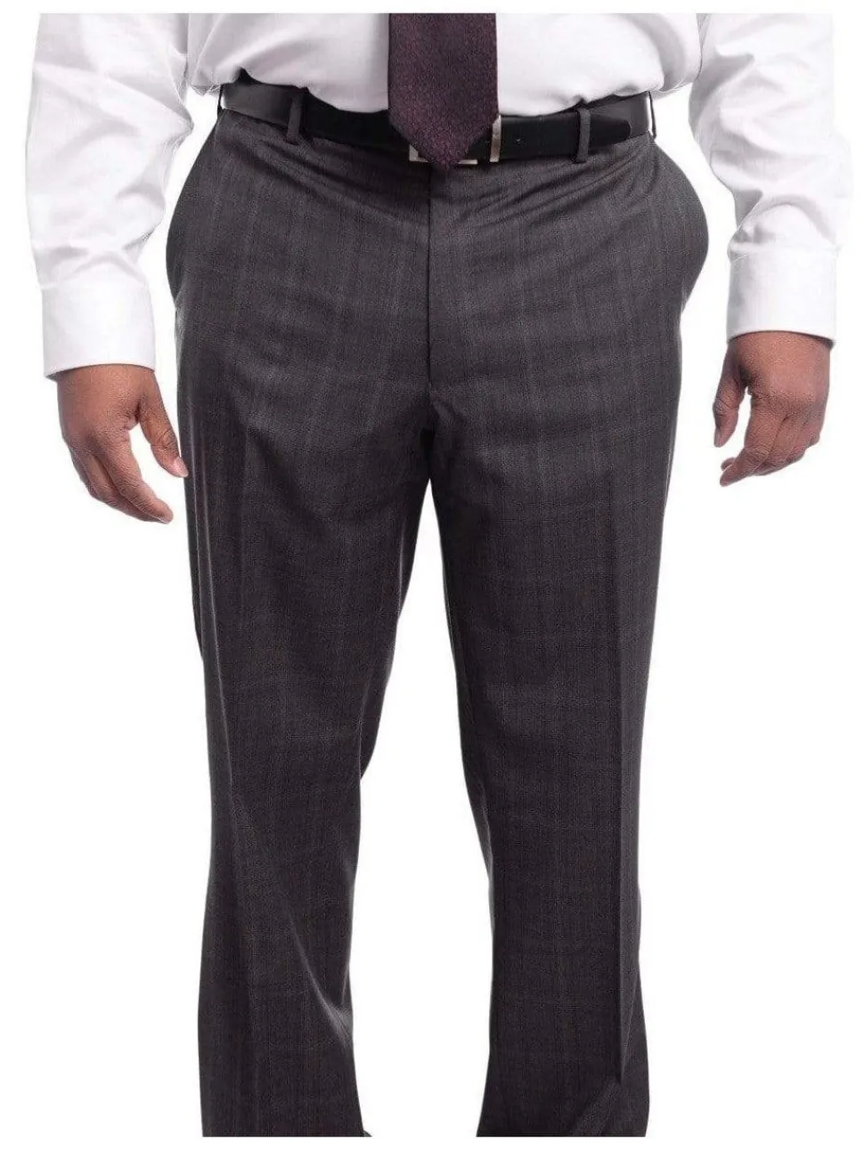 Napoli Classic Fit Gray Plaid Two Button Half Canvassed Wool Suit