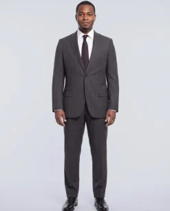 Napoli Classic Fit Gray Plaid Two Button Half Canvassed Wool Suit
