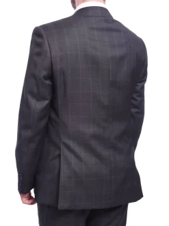 Napoli Classic Fit Gray Windowpane Plaid Half Canvassed Reda Wool Suit