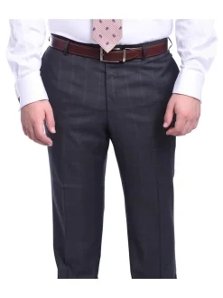 Napoli Classic Fit Gray Windowpane Plaid Half Canvassed Reda Wool Suit