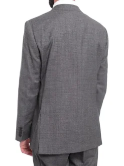 Napoli Classic Fit Gray With Blue & Purple Glen Plaid Half Canvassed Wool Suit