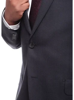 Napoli Classic Fit Navy Birdseye Two Button Half Canvassed Wool Suit