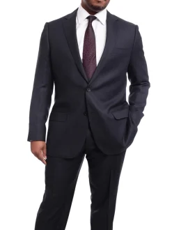 Napoli Classic Fit Navy Birdseye Two Button Half Canvassed Wool Suit