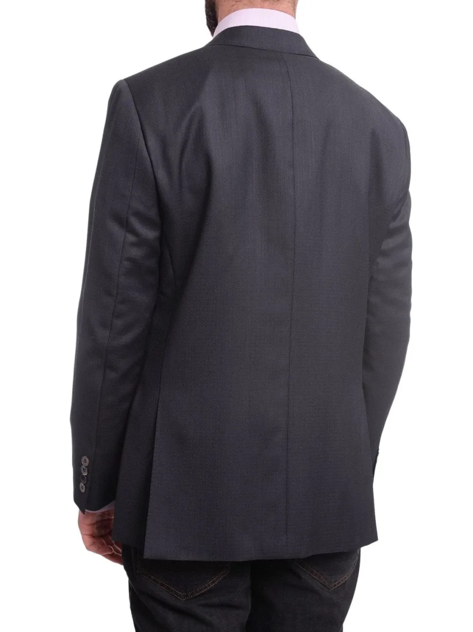 Napoli Classic Fit Navy Blue Basket Weave Half Canvassed Reda Wool Blazer