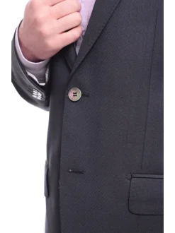 Napoli Classic Fit Navy Blue Basket Weave Half Canvassed Reda Wool Blazer