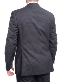 Napoli Classic Fit Navy Blue Glen Plaid Two Button Half Canvassed Reda Wool Suit