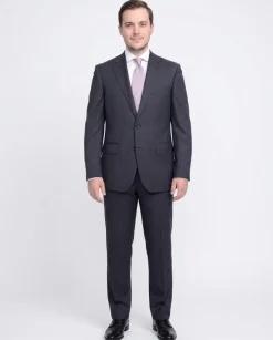 Napoli Classic Fit Navy Blue Glen Plaid Two Button Half Canvassed Reda Wool Suit