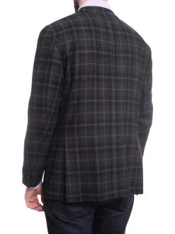 Napoli Classic Fit Navy Plaid Half Canvassed Zegna Wool Cashmere Blend Blazer