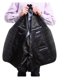 Napoli Classic Fit Navy Plaid Half Canvassed Zegna Wool Cashmere Blend Blazer