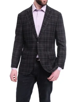 Napoli Classic Fit Navy Plaid Half Canvassed Zegna Wool Cashmere Blend Blazer