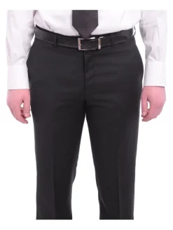 Napoli Classic Fit Solid Black Two Button Half Canvased Wool Cashmere Blend Suit