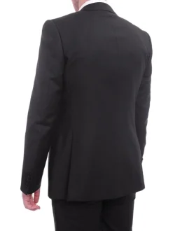 Napoli Classic Fit Solid Black Half Canvassed Wool Cashmere Blend Suit
