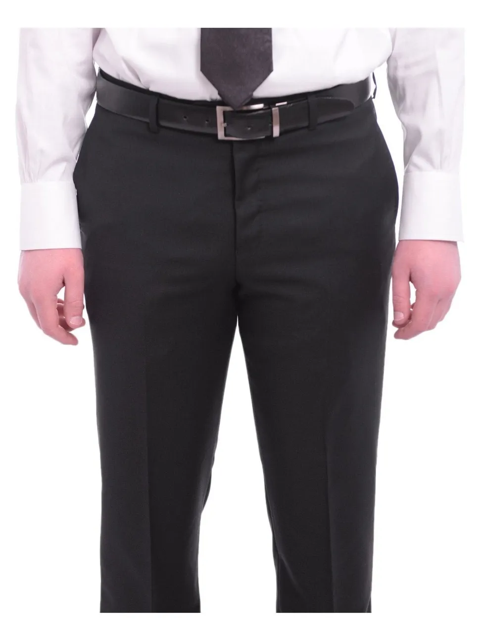 Napoli Classic Fit Solid Black Half Canvassed Wool Cashmere Blend Suit
