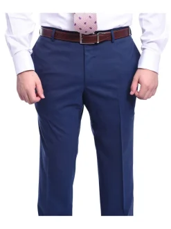 Napoli Classic Fit Solid Blue Two Button Half Canvassed Wool Suit