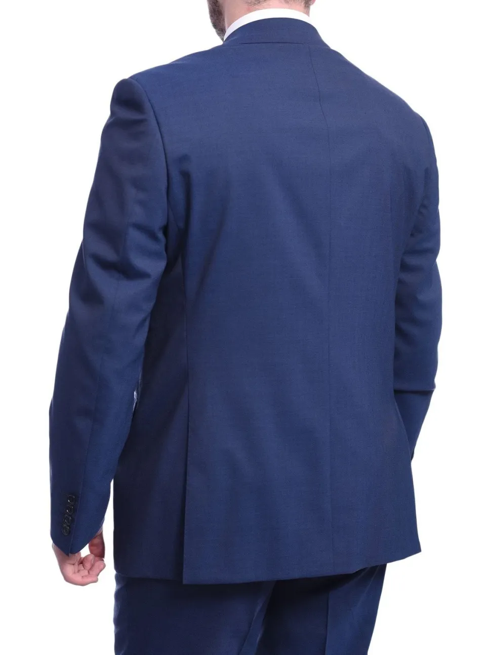 Napoli Classic Fit Solid Blue Two Button Half Canvassed Wool Suit