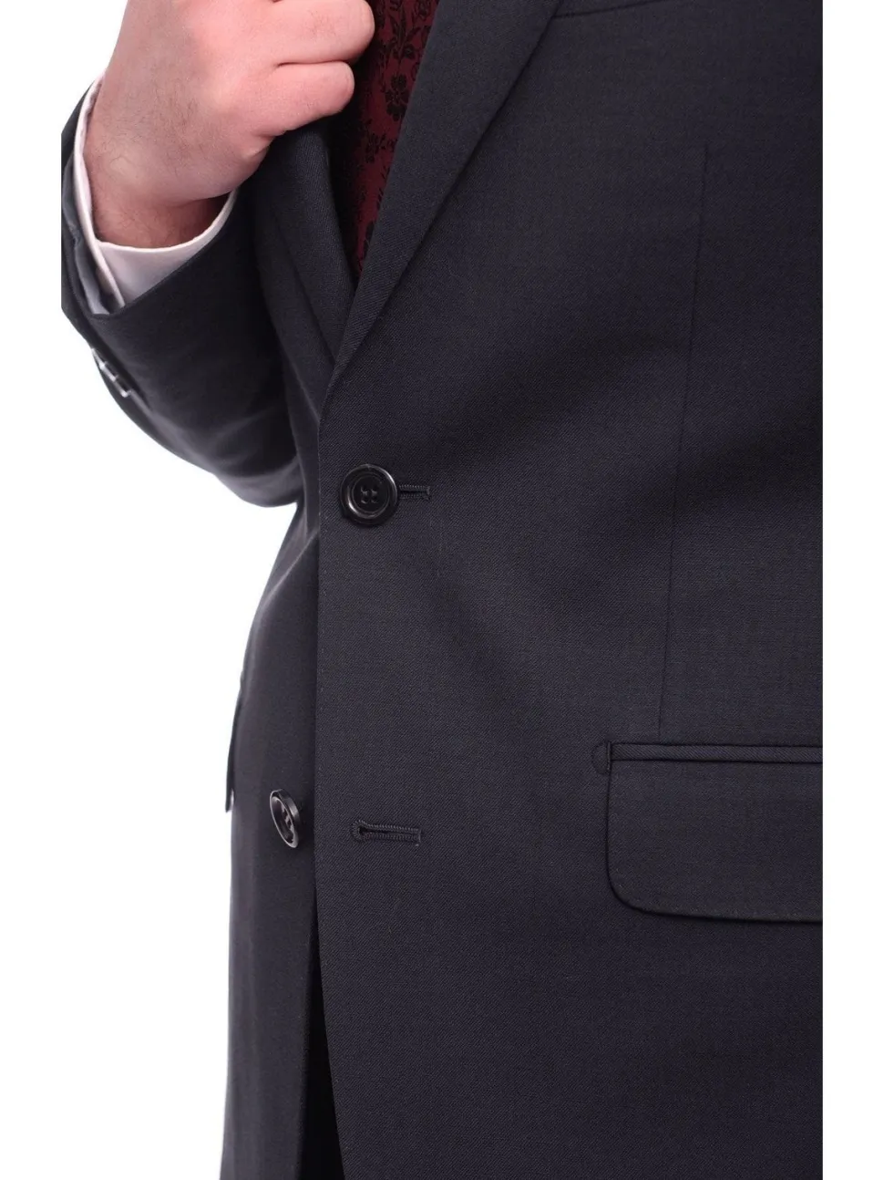 Napoli Classic Fit Solid Blue Half Canvassed Two Button Wool Suit