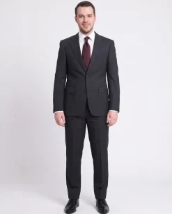 Napoli Classic Fit Solid Blue Half Canvassed Two Button Wool Suit