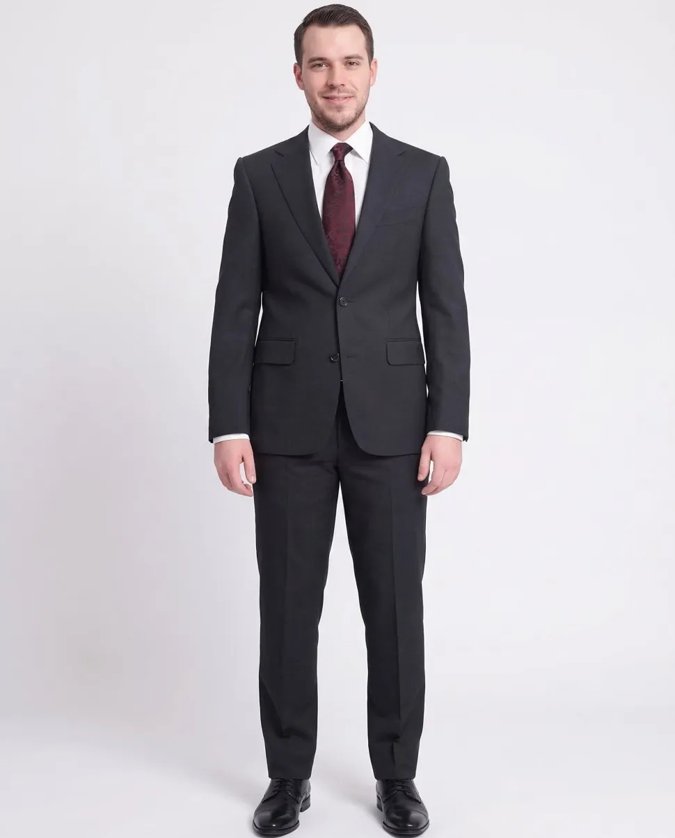 Napoli Classic Fit Solid Blue Half Canvassed Two Button Wool Suit