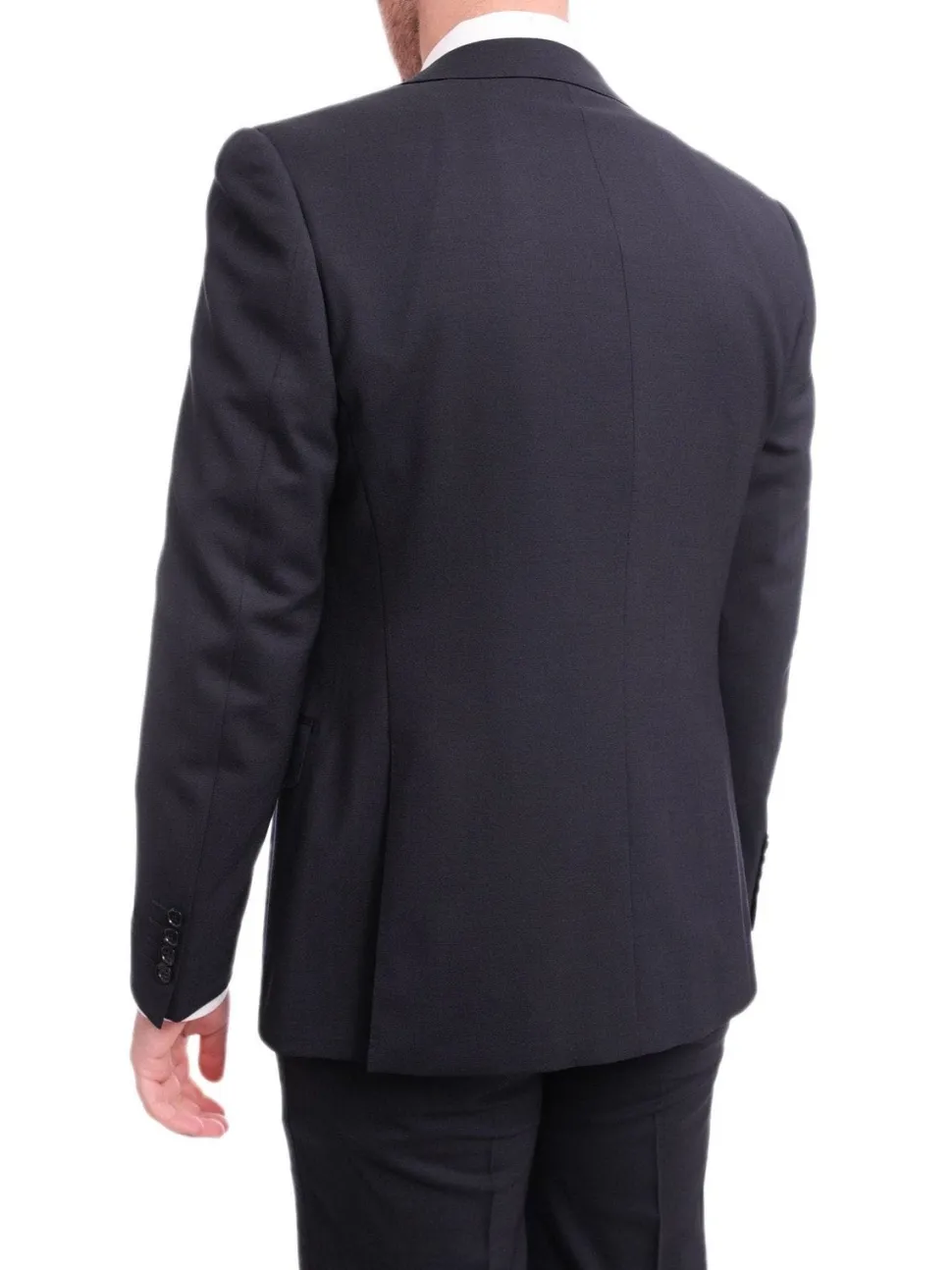 Napoli Classic Fit Solid Blue Half Canvassed Two Button Wool Suit