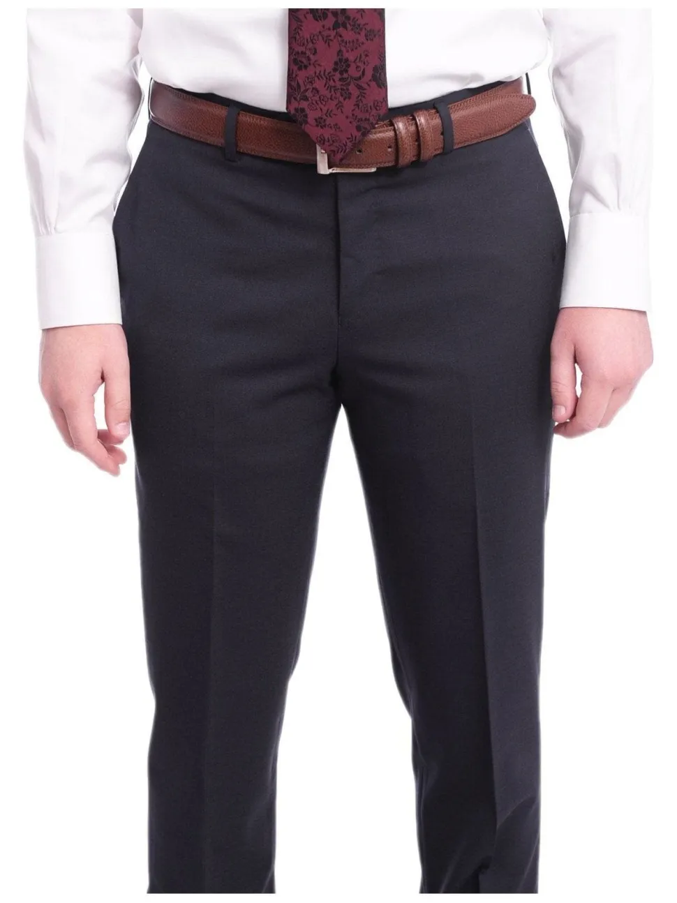 Napoli Classic Fit Solid Blue Half Canvassed Two Button Wool Suit
