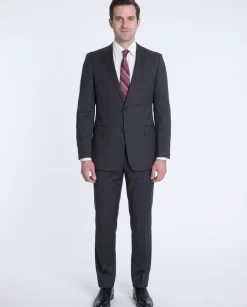 Napoli Classic Fit Solid Charcoal Gray Wool Cashmere Blend Suit Wide Peak Lapels