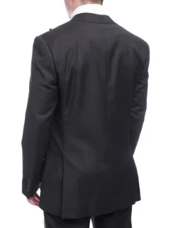 Napoli Classic Fit Solid Charcoal Gray Wool Cashmere Blend Suit Wide Peak Lapels