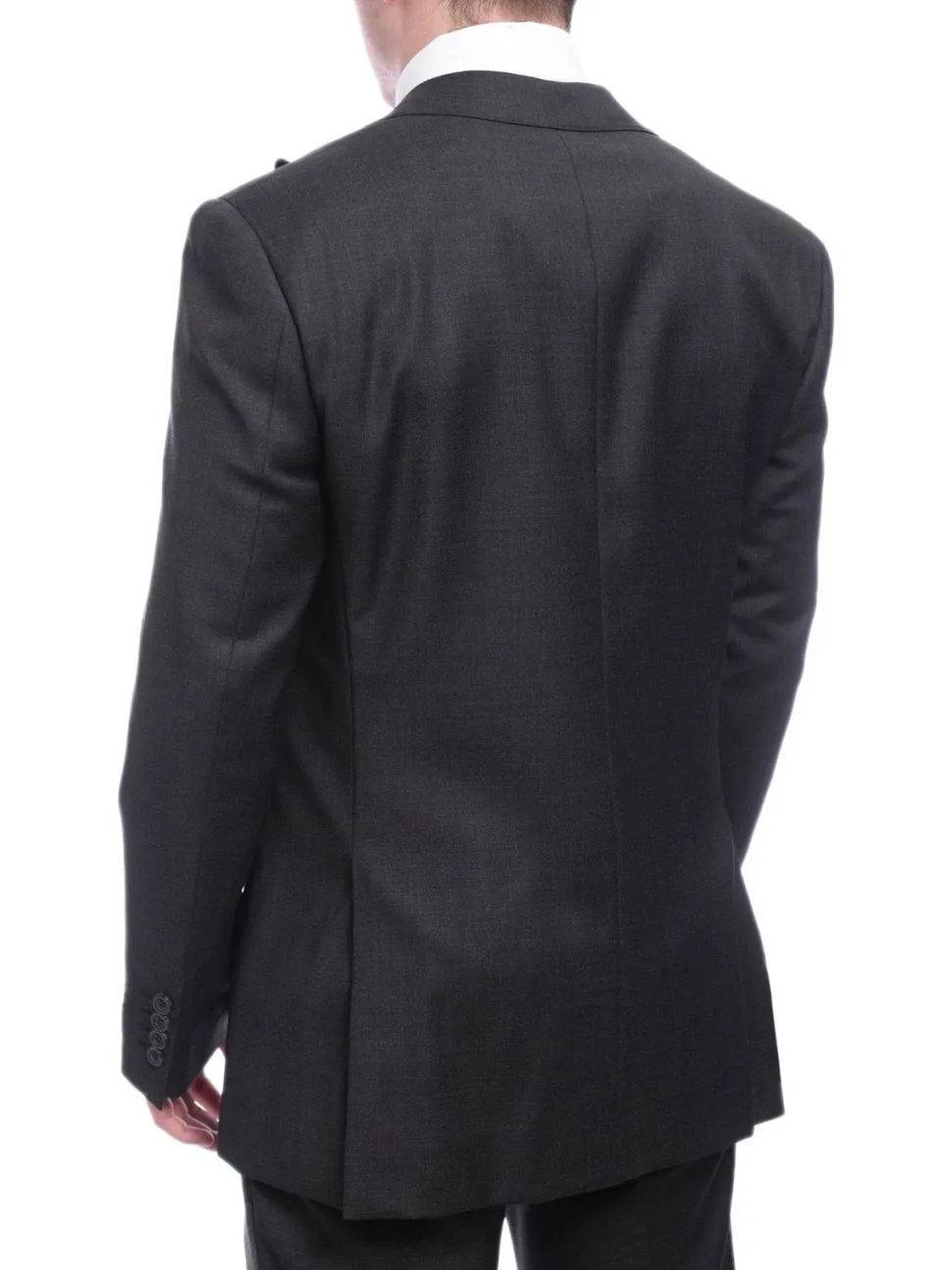 Napoli Classic Fit Solid Charcoal Gray Wool Cashmere Blend Suit Wide Peak Lapels